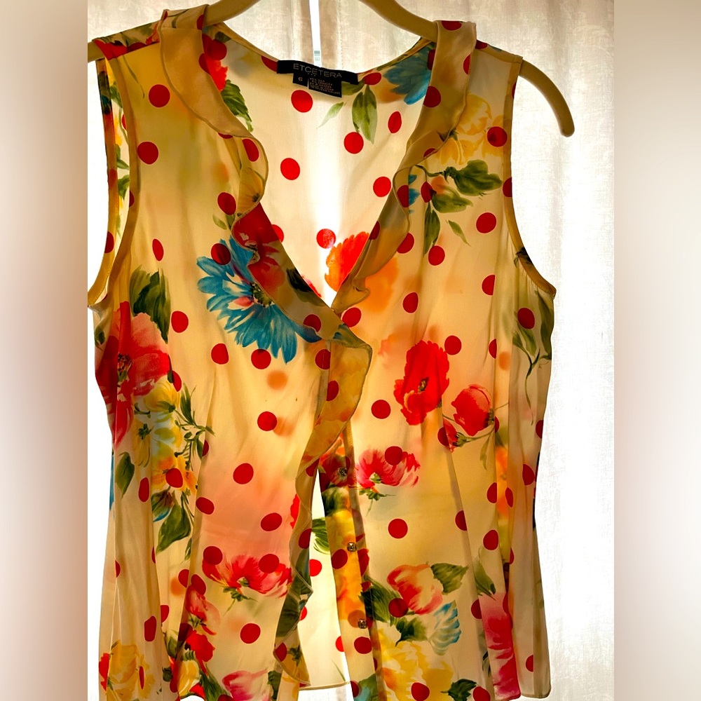 Etcetera silk blouse.  Bright fun colors. Vintage.